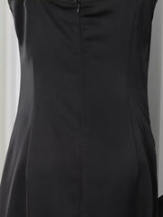 Spaghetti Strap Ruffle Slit Maxi Dress in Black, product detail