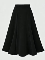A-line Midi Skirt With Elastic Waistband, view 13