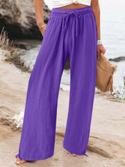 Full Size Drawstring Wide Leg Pants Plus Size in Fuchsia, view 17