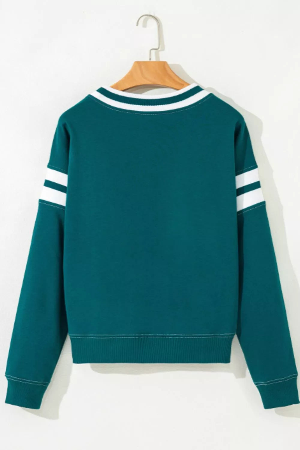 Contrast Striped Patchwork Sweatshirt in French Blue, product detail