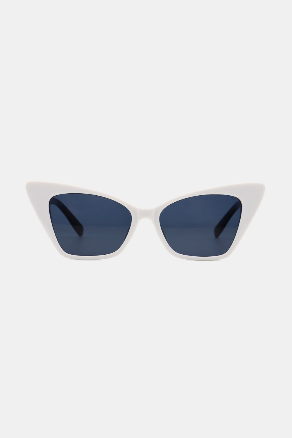 White acetate cat-eye sunglasses with dark lenses