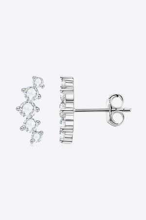 Silver celestial cluster stud earrings with clear cubic zirconia stones.