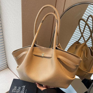 Pu Leather Shoulder Bag in Brown, front view
