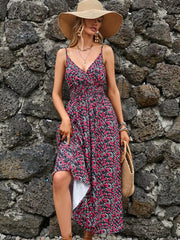 Vibrant Paisley Midi Dress With Spaghetti Straps