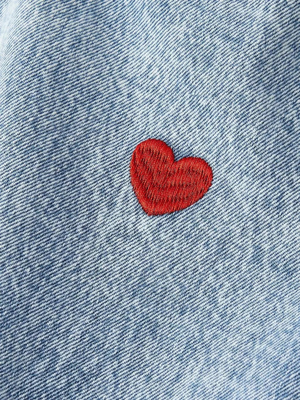 Button-down Embroidered Heart Wide-leg Jeans, back view