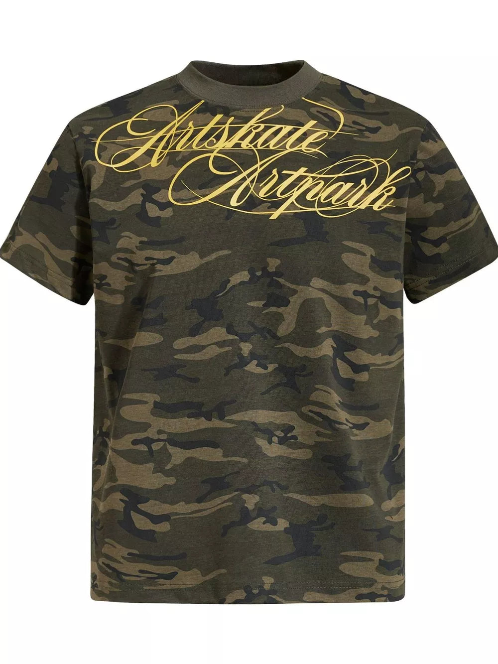 Men's Camouflage Print Short Sleeve T-shirt in Green Camouflage, side view