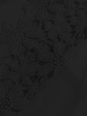 Black lace yoke and sleeve detail blouse