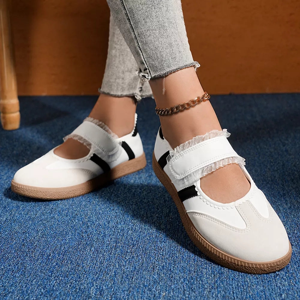 Round Toe Slip-ons in Black, back view