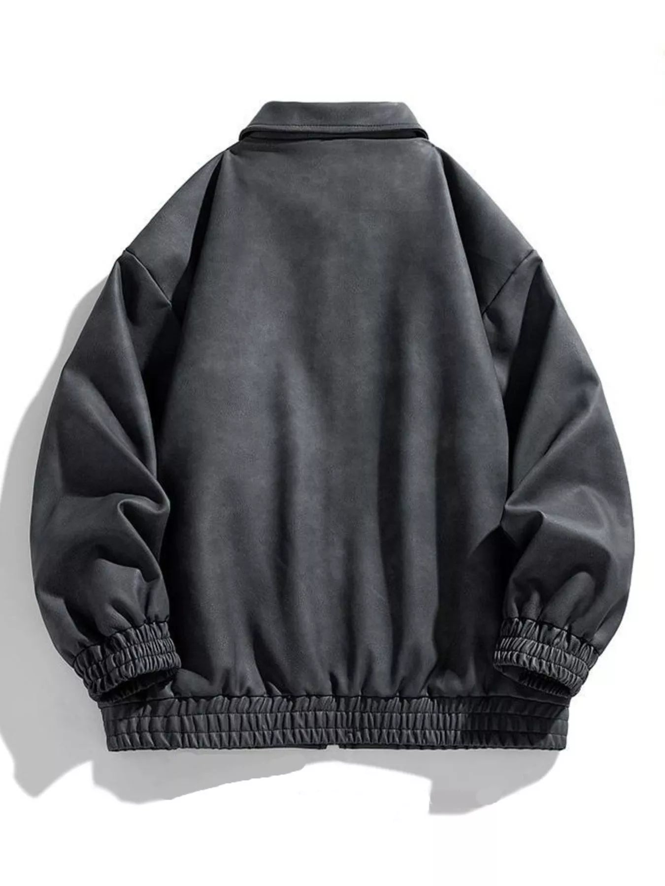 Oversized black fleece lined zip jacket with elasticated cuffs and hem.