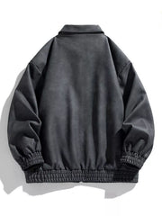 Oversized black fleece lined zip jacket with elasticated cuffs and hem.