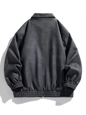 Oversized black fleece lined zip jacket with elasticated cuffs and hem.