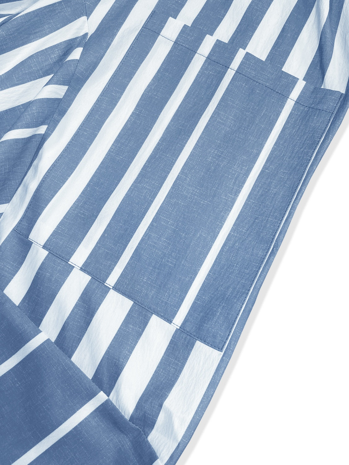 Light blue and white striped palazzo trousers with patch pockets