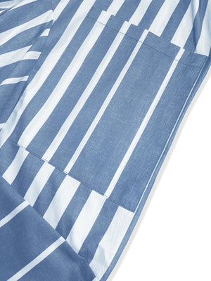 Light blue and white striped palazzo trousers with patch pockets