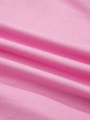 Pink cotton crew-neck sweatshirt with embroidered heart detail
