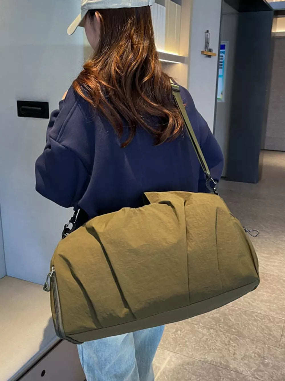 Chic Ruched Nylon Travel Bag