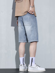 Men's Vintage Wash Relaxed Fit Denim Shorts, model styling view