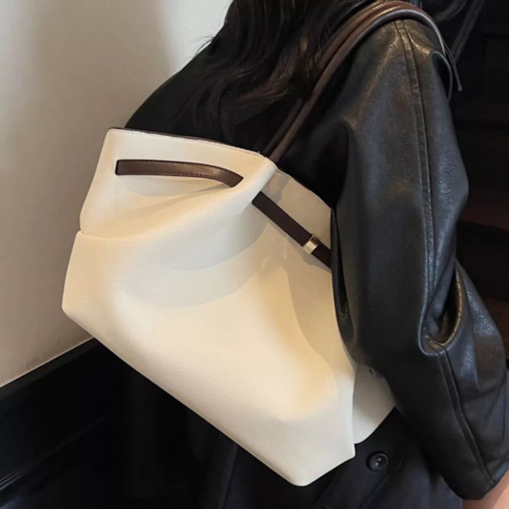 Large Capacity Shoulder Bag in Off White, back view