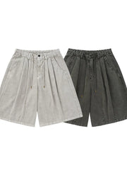 Casual cotton wide-leg chino shorts for men in light gray and dark gray.