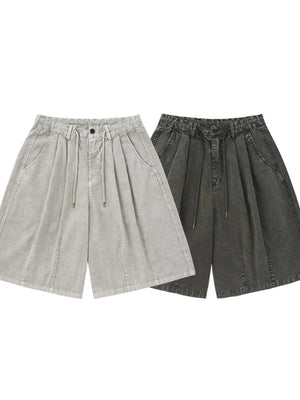 Casual cotton wide-leg chino shorts for men in light gray and dark gray.