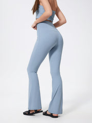 Light blue flared sculpt leggings with high-rise waist and subtle seam details.