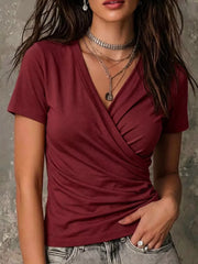 Full Size Surplice Short Sleeve T-shirt Plus Size, back view