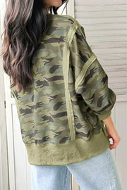 Camouflage Waffle Knit Oversized Sweatshirt, close-up detail