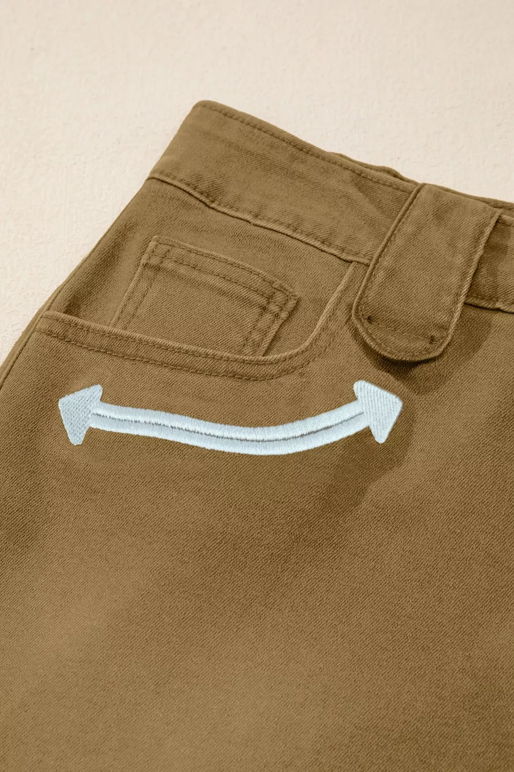 Contrast Arrow Detail Western Denim Shorts, alternate angle