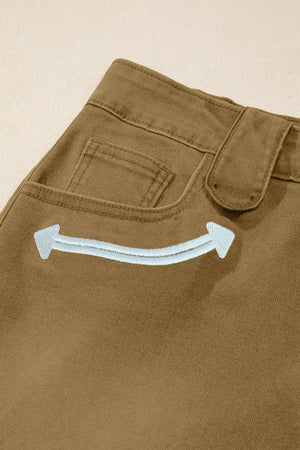 Contrast Arrow Detail Western Denim Shorts, alternate angle