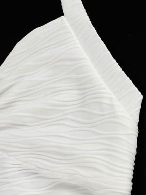 White ruched halter neck cami with textured fabric detail