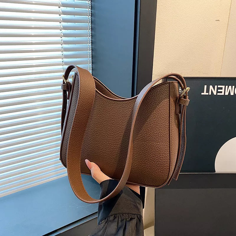 Pu Leather Crossbody Bag in Black, model styling view