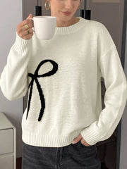 Chic Knit Sweater With Bow Detail