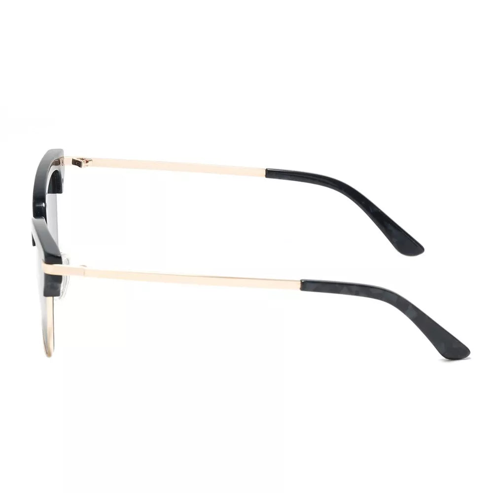 Classic Clubmaster Sunglasses With Gold Accents in Black, model styling view