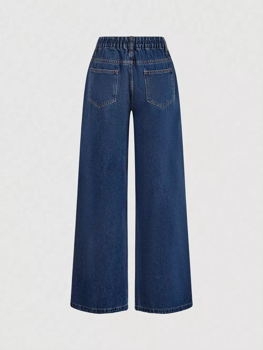 Halter Neck Denim Vest And Wide-leg Jeans Set, fabric detail