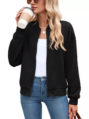 Textured Zip Up Jacket in Grey with zipper