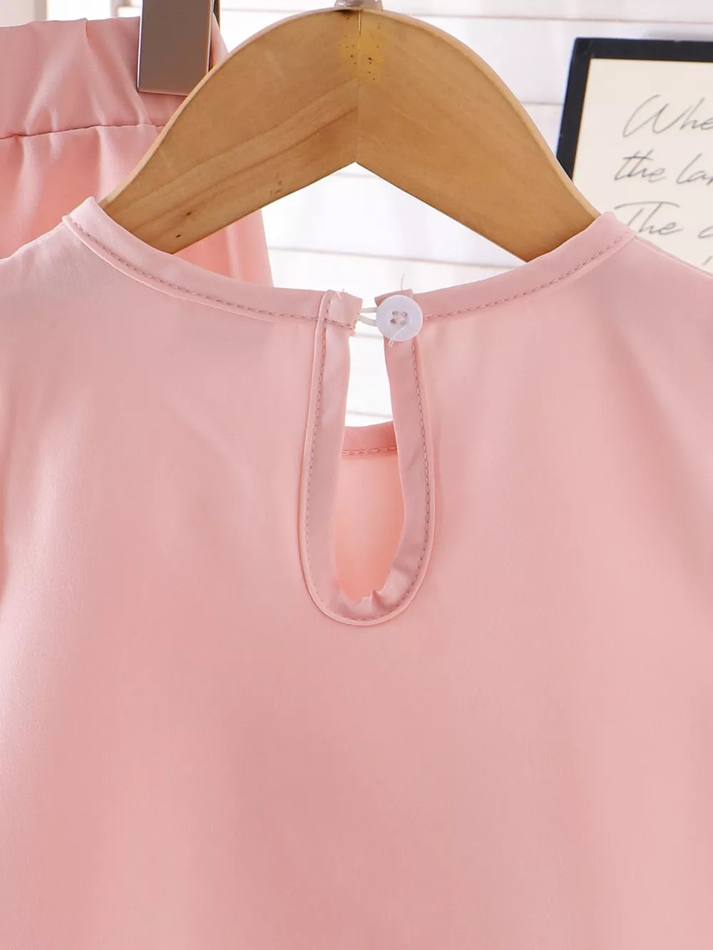 Children's Bow Tank And Pants Set in Pink, model styling view
