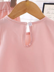 Children's Bow Tank And Pants Set in Pink, model styling view