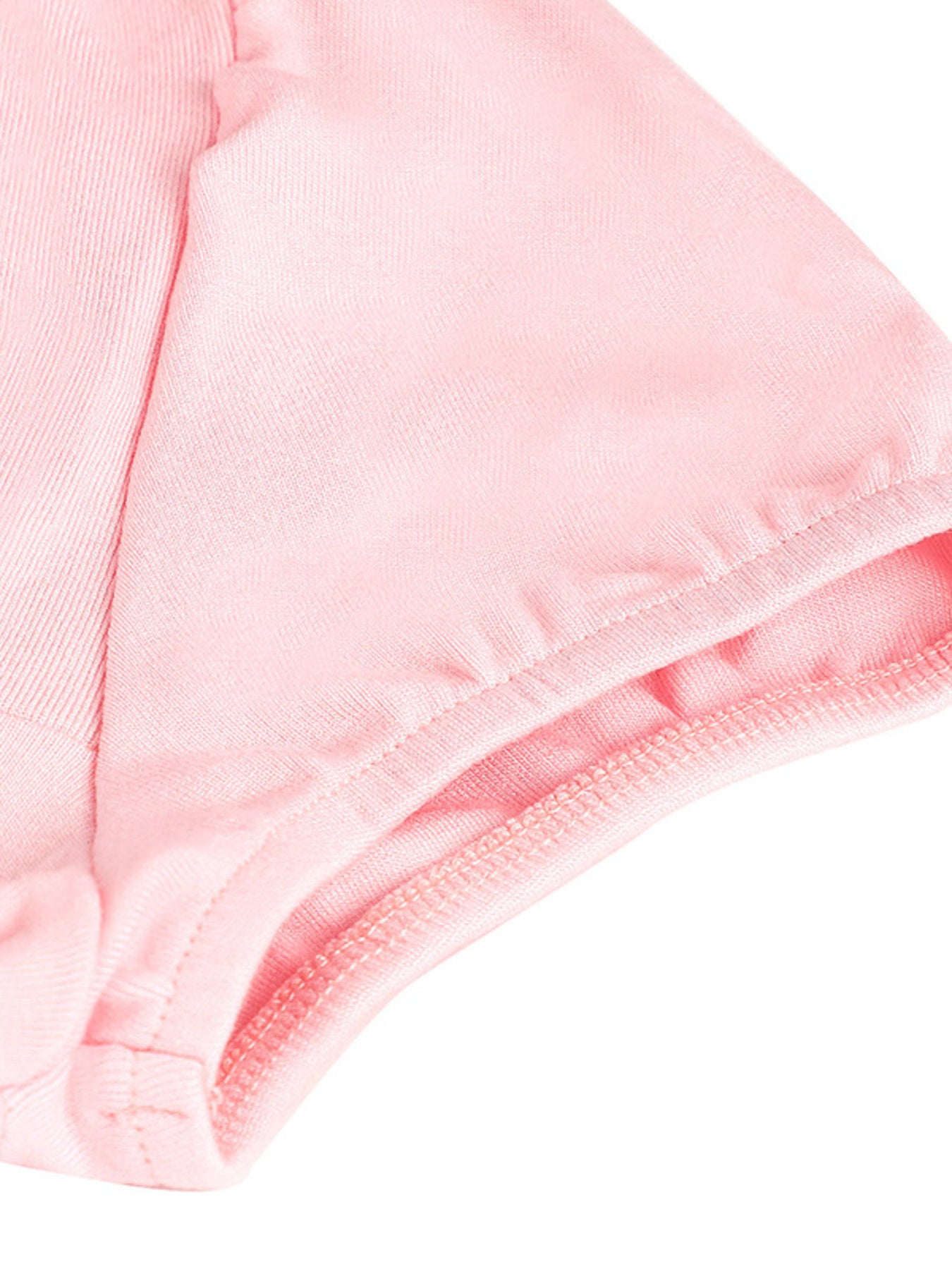 Pink polyester tie-front t-shirt with puff sleeves detail