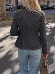 Tailored Peplum Blazer With Notched Lapels