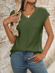 Moss seamed knit sleeveless V-neck top with a casual fit