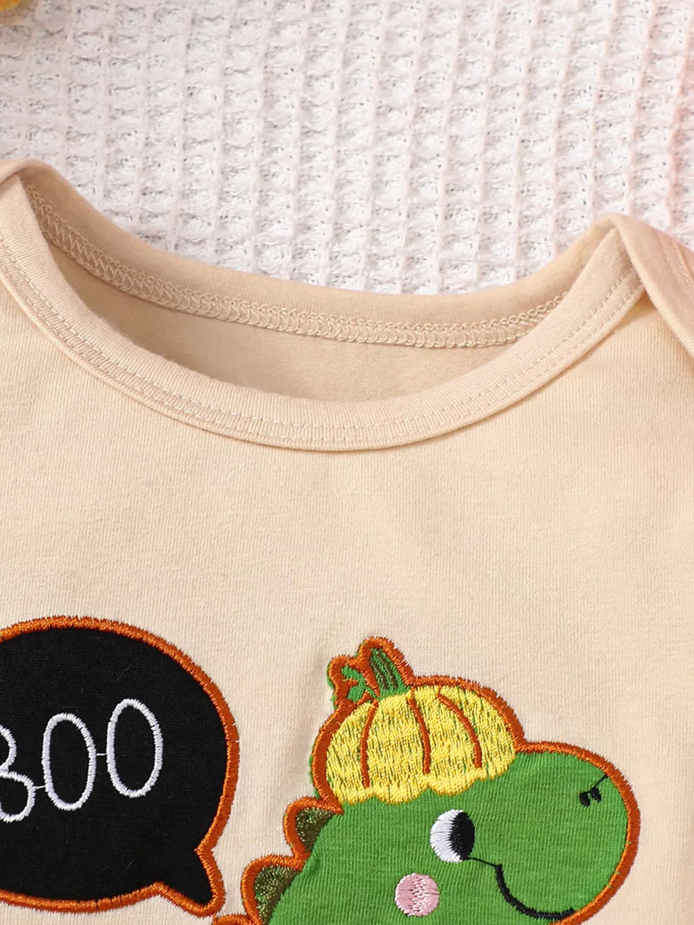 Children's Dinosaur Long Sleeve Bodysuit And Pants Set in Green, side view