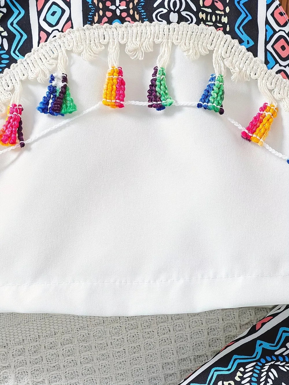 Children's Tassel Tank And Pants Set, close-up detail