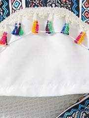 Children's Tassel Tank And Pants Set, close-up detail