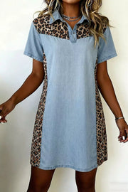 Leopard Print Accent Polo Dress