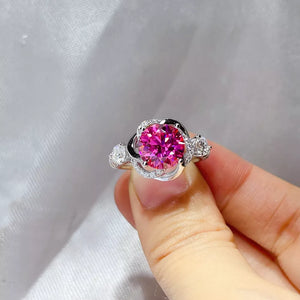 3 Carat Sterling Silver Moissanite Solitaire Ring, close-up detail