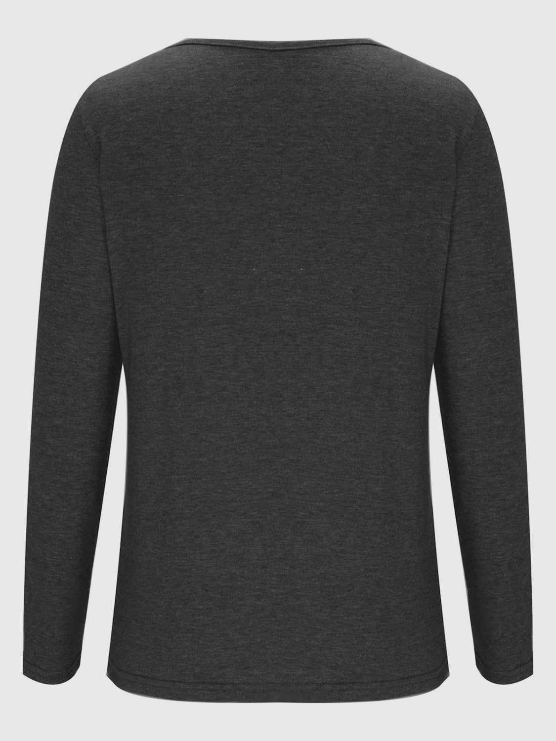 Dark gray long sleeve tee with a subtle textured knit and round neckline.
