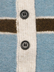 Striped Polo Collar Sweater in Blue, fit detail