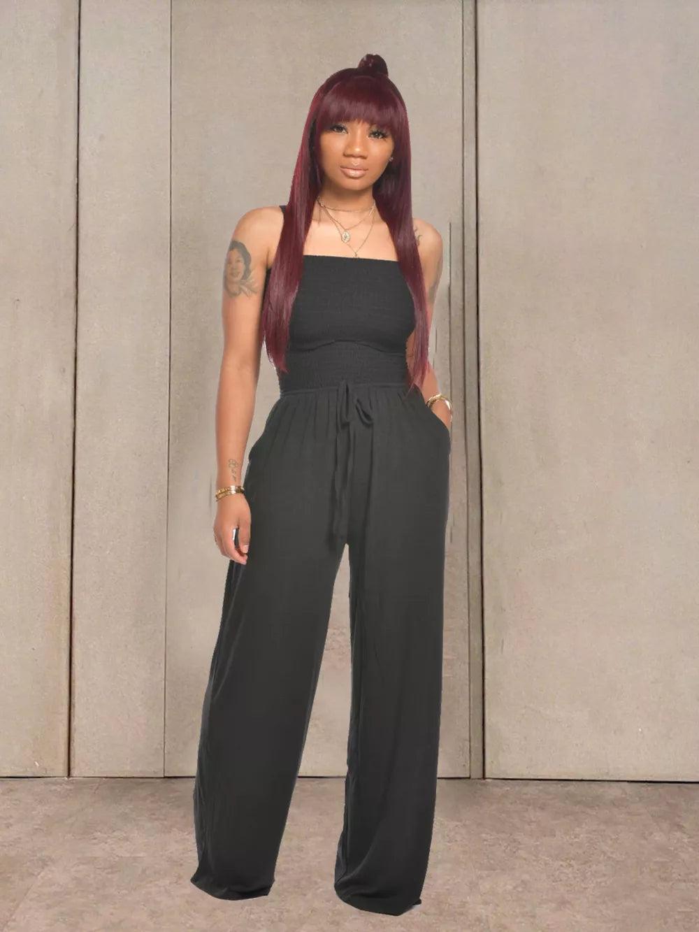 Effortless Strapless Smocked Jumpsuit