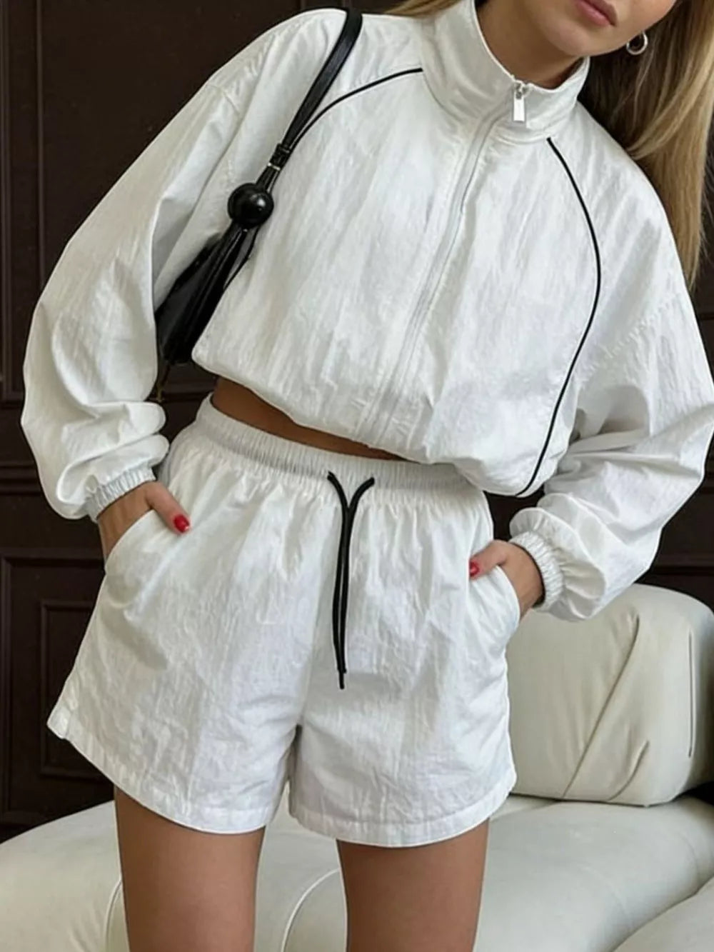 Zip-up Long-sleeve Jacket in Yellow, front view