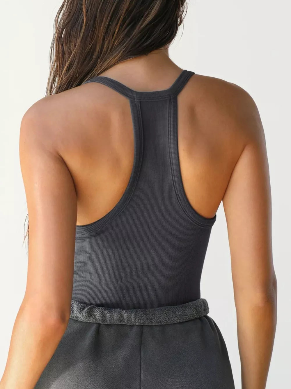 Ribbed Racerback Cami in White, view 14