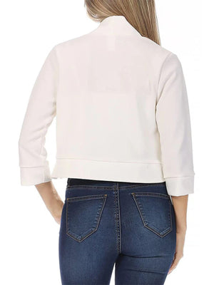 Full Size Cropped Open Front Blazer Plus Size in Rose, view 12